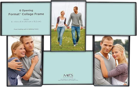 MCS Front-Loading Collage Picture Frame With 6 Openings, 4 x 6, Black (Rectangular)