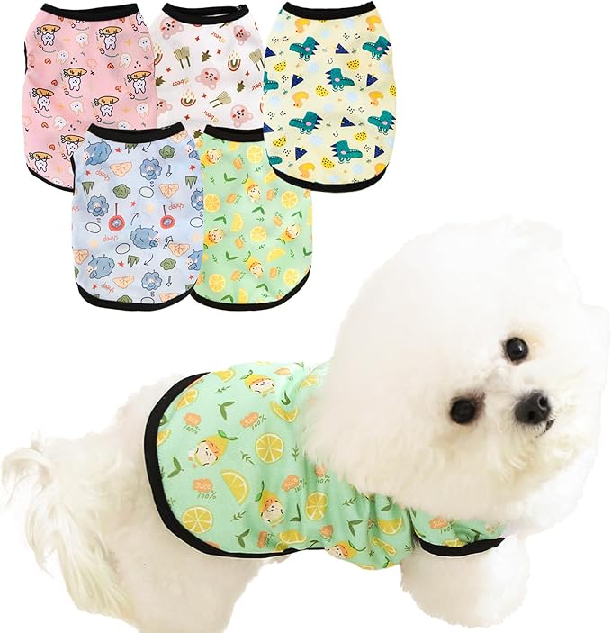 Ittokis 5 Pack Dog Cooling Shirts Breathable Instant Cooling Dogs Vest Lightweight for Summer Dog Clothes cat Clothes (S)