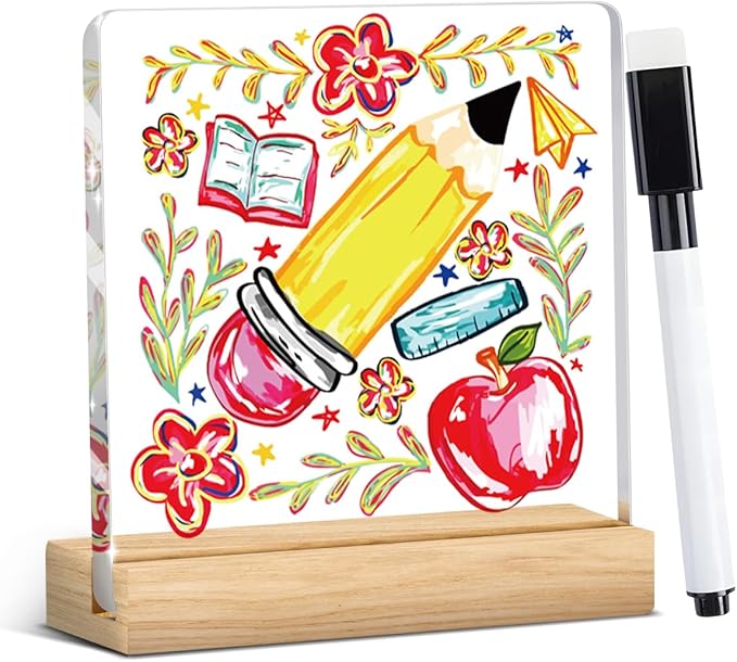 Personalize Name Teacher Appreciation Gifts Boho Floral Teacher Gifts for Women Teachers Pencil Sign Decor for Office Home...