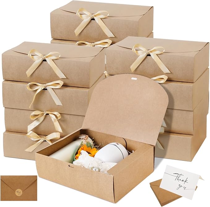 15 PCS Gift Boxes with Lids, 10.6x7.8x3.1 Inch Gift Boxes, Groomsmen Proposal Box, Luxury Gift Box with Ribbon for Bridesm...