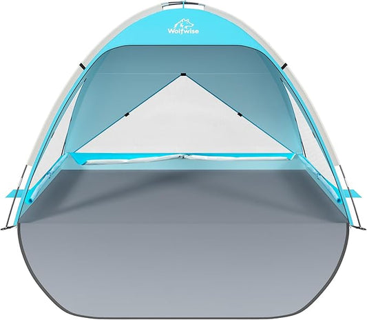 Wolfwise Beach Tent Sun Shelter for 3/4/5 Person with UPF 50+ UV Protection, Sun Shade Beach Tents with Extendable Floor f...