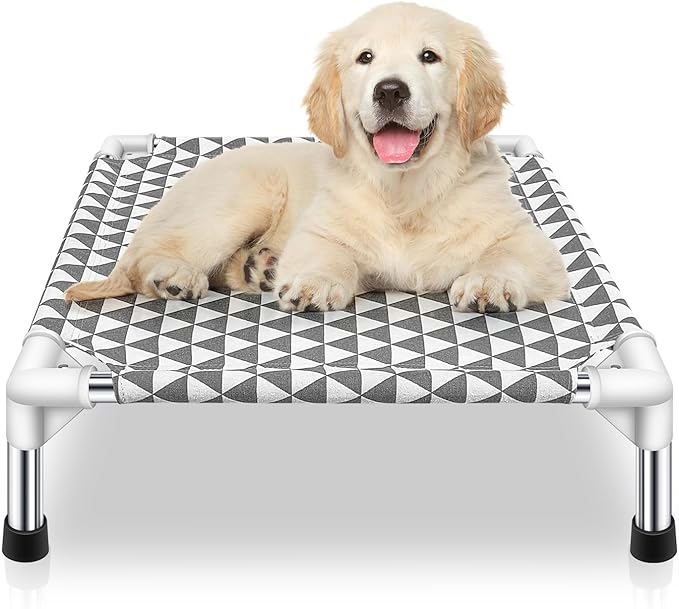 Kuntrust Elevated Outdoor Dog Bed Updated Raised Pet Cot Cooling Puppy Bed Lifted Dog Bed for Small Pets|Indoor Detachable...