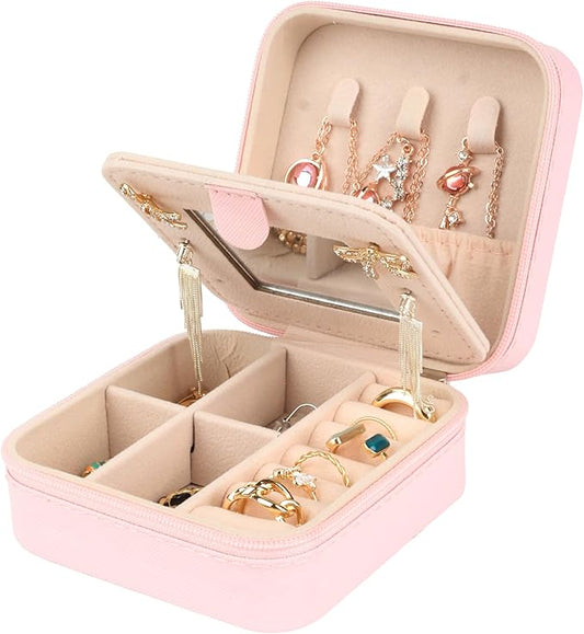 losensild Travel jewelry case Travel jewelry box Organizer with Mirror,Small Jewelry Box Organizer, Gift for Women Girls,...