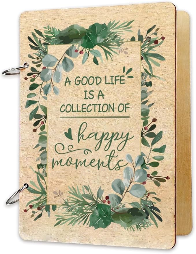 SUPERDANT Happy Moments Greeting Card Organizer Birthday Gift Card Holder Green Leaves Cards Keeper Storage Keepsake Book ...