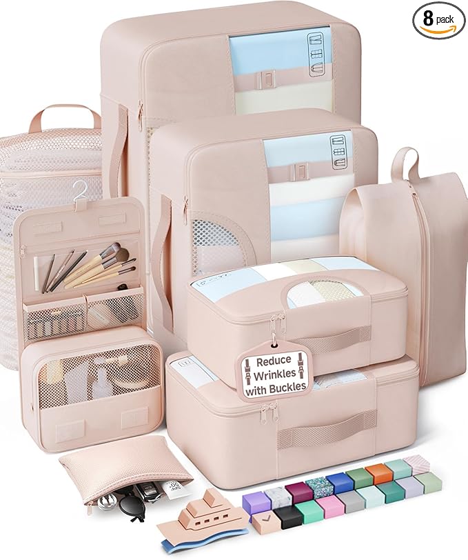 Veken 8 Set Packing Cubes, Cruise Ship Travel Essentials Accessories for Beach Vacation, Personalized Gifts for Women Mom ...