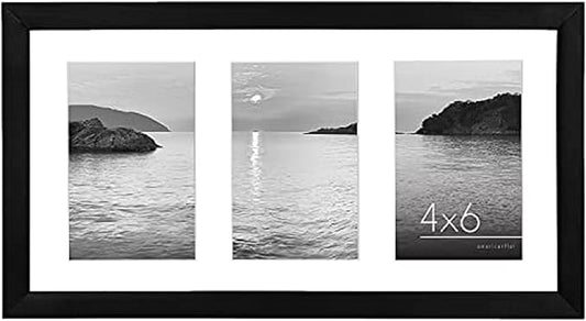 Americanflat 4x6 Collage Picture Frame with Shatter-Resistant Glass - Fits Three 4x6 Photos or Use as One 8x16 Picture Fra...