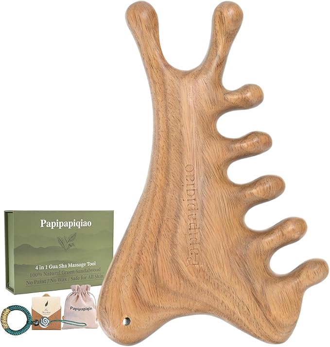 Gua Sha Tool for Face &Body,Gua Sha Sculpting Tool,Wooden Gua Sha Tool Face, Jawline Shaper Lymphatic Drainage Brush,Scalp...