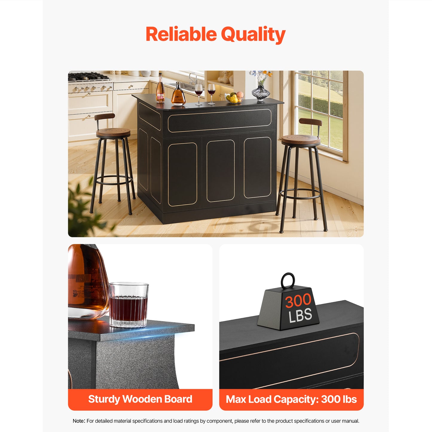 Home Bar Unit, L-Shaped Wine Bar Cabinet Table 4-Tier With Storage Shelves,  Wine Glass Holder, 300 Lbs Max Capacity, Wood Liquor Cabinet For Home, Kitchen, Living Room, Pub, Basement, Black