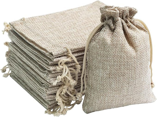 Uigidori 30 Pcs Burlap Gift Bags with Drawstring, 3.8 x 5.7 Inches Premium Linen Jewelry Pouches, Burlap Favor Sacks, Rust...