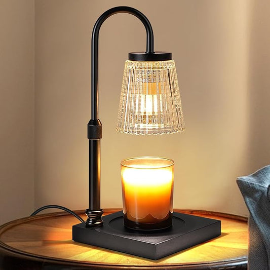 Candle Warmer Lamp with Timer Dimmer, Adjustable Height Candle Wax Warmer Warming Lamp with 2x50W Bulbs for Scented Candle...