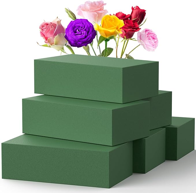 Upgraded 6 Pack Floral Flower Foam Blocks, Green Plant Foam for Flower Arrangements, Wet & Dry Florist Foam Styrofoam for ...
