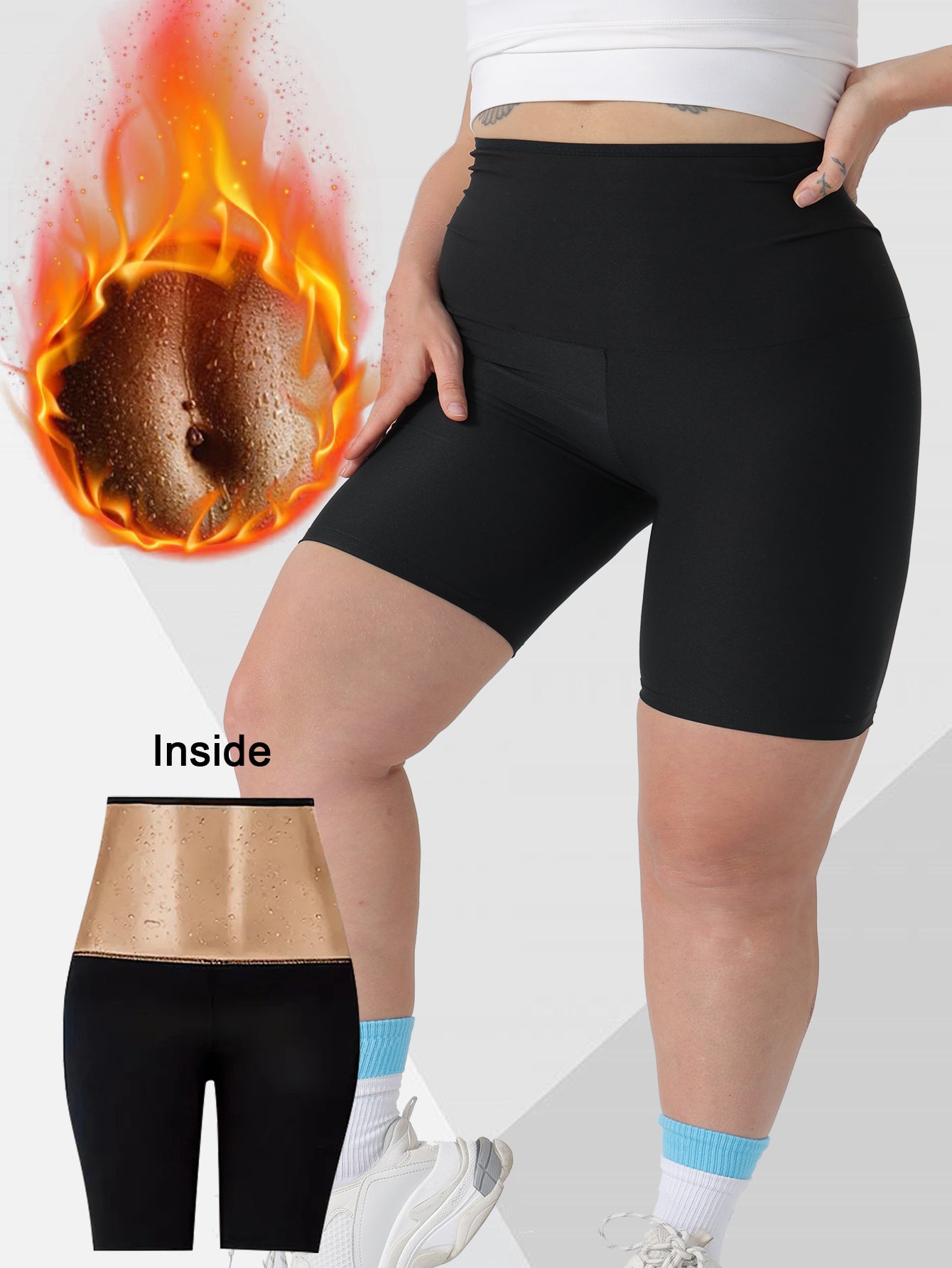 Plus Size Sauna Sweat Shorts For Women Slimming Compression Workout Thermo Waist Trainer Slimming Leggings Pants Body Shaper