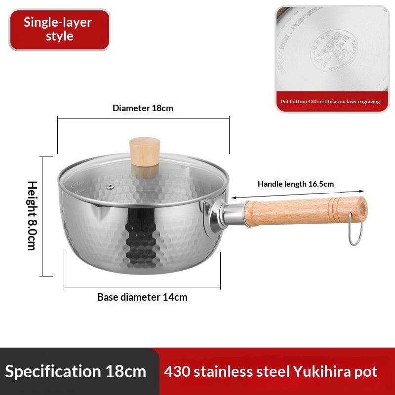 Stainless Steel Yukihira Pot Small Household Milk Pot Baby Food Cooker
