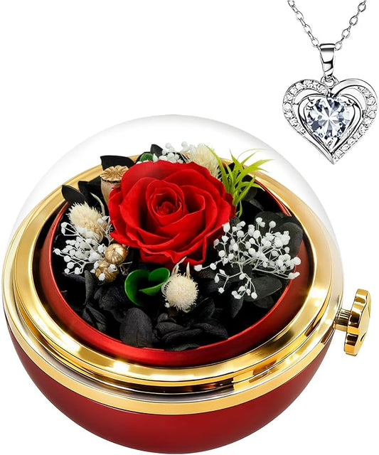 HVY Birthday Gifts for Women Preserved Real Rose with Necklace Forever Flowers Gifts for Mom Wife Girlfriend Grandma Etern...