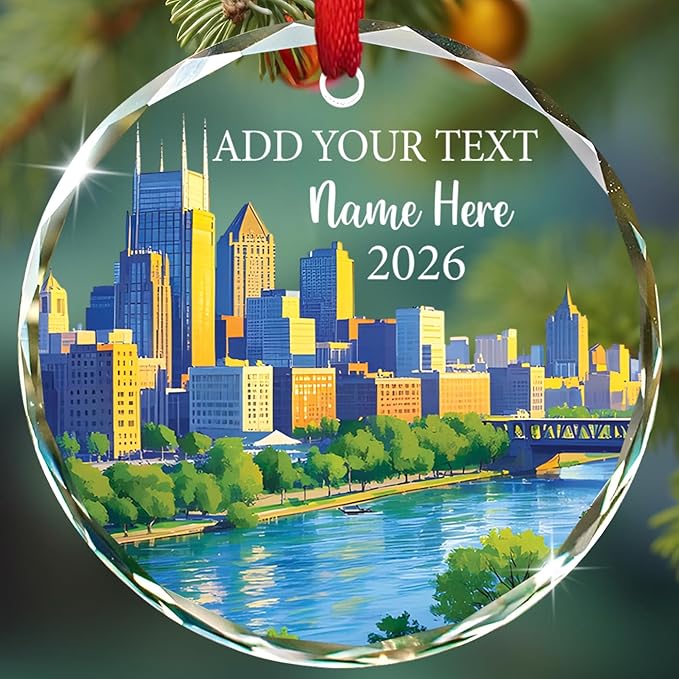 Personalized Nashville Landmarks Ornament, Nashville Tennessee Glass Christmas Ornament, Souvenir Collection Keepsake Gift...