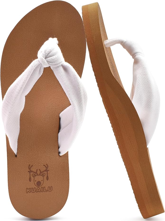 KuaiLu Flip Flops for Women with Arch Support Yoga Mat Comfortable Summer Beach Walking Thong Cushion Sandals Slip On Indo...