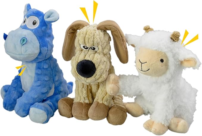 MeetYooo 3Pack Squeaky Stuffed Dog Toys- Indoor&Outdoor Playing Toys for Large to Small, Durable Plush Toys to Keep Them B...