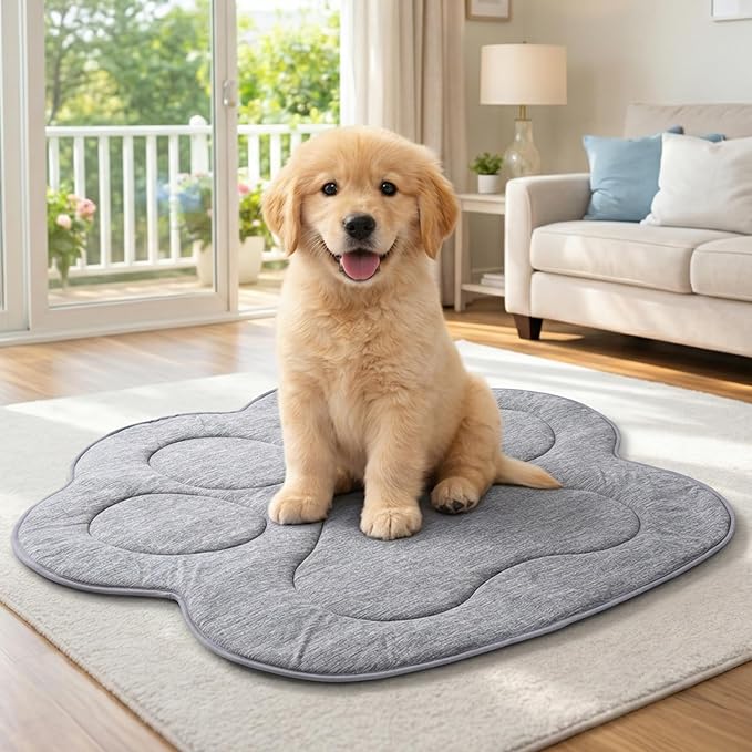 Cozy Bliss Cute Paw Shape Cooling Mat for Medium Dogs and Cats, Non-Slip, Leakproof Washable Pet Cooling Mat Q-Max 0.5 for...