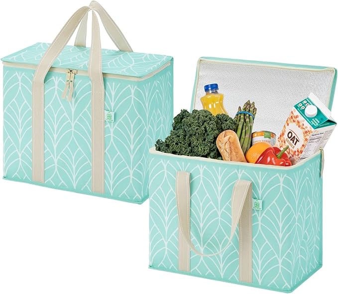 VENO 2 Pack Cooler Bag, Insulated Grocery Bags for Food Delivery, Collapsible Cooler, Reusable Shopping Bags for Grocerie...