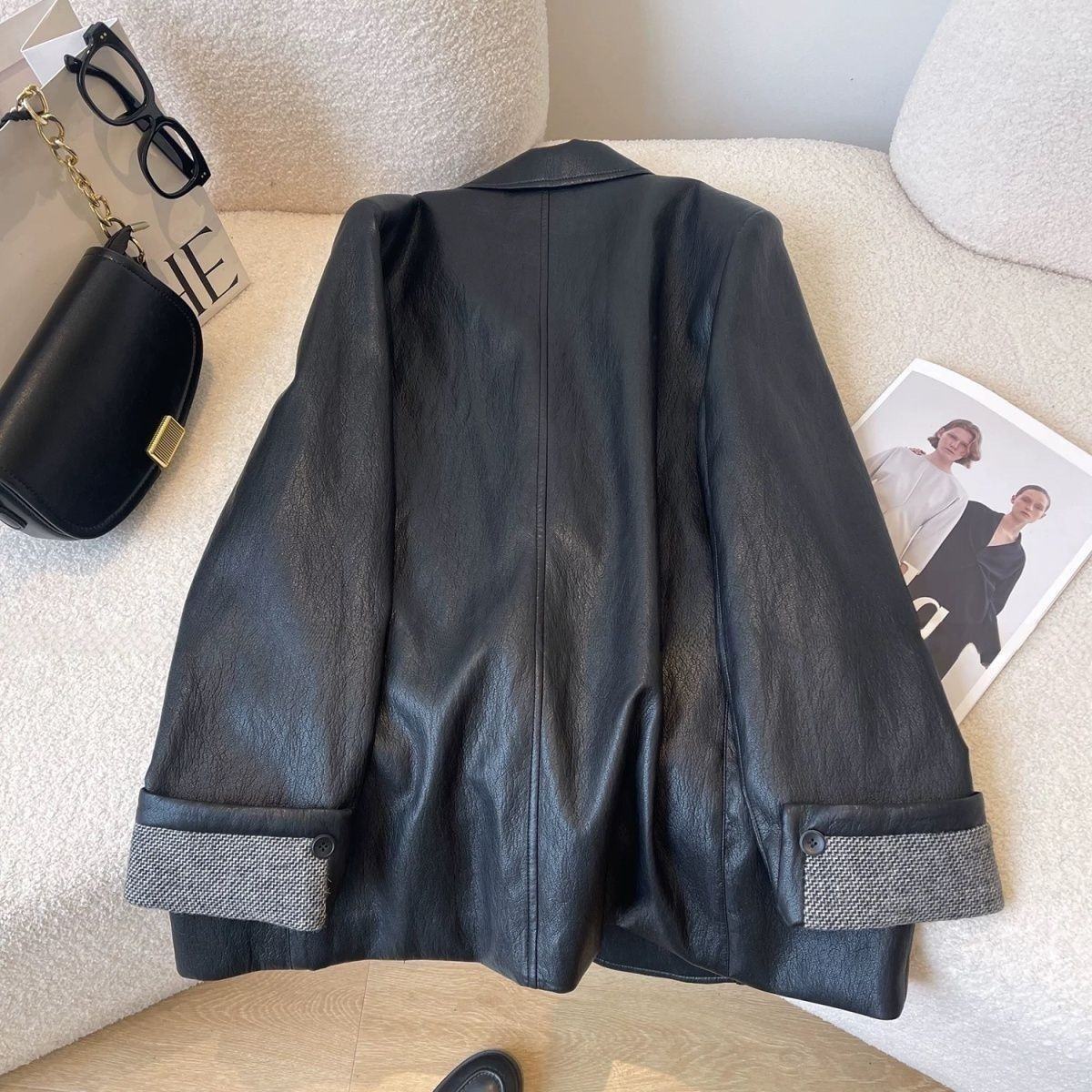 Korean-style Fashionable Loose Leather Jacket Women's Top