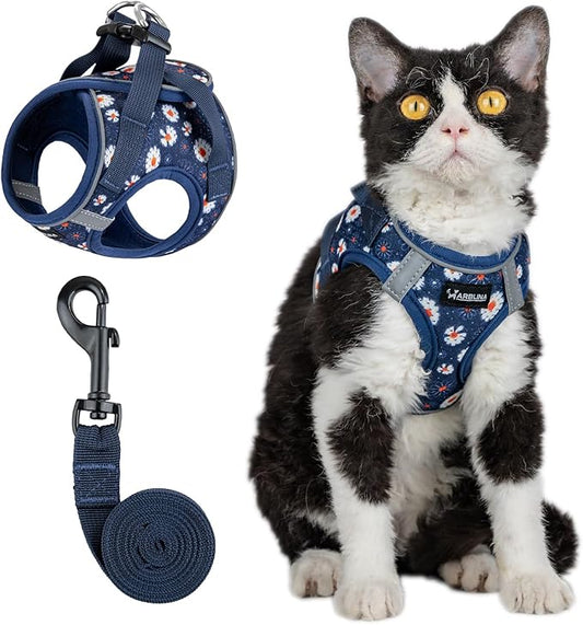 Arblina Soft Mesh Cat Harness and Leash Set for Walking,Escape Proof No Choke Step in Kitten Vest Harness,Reflective Ajust...