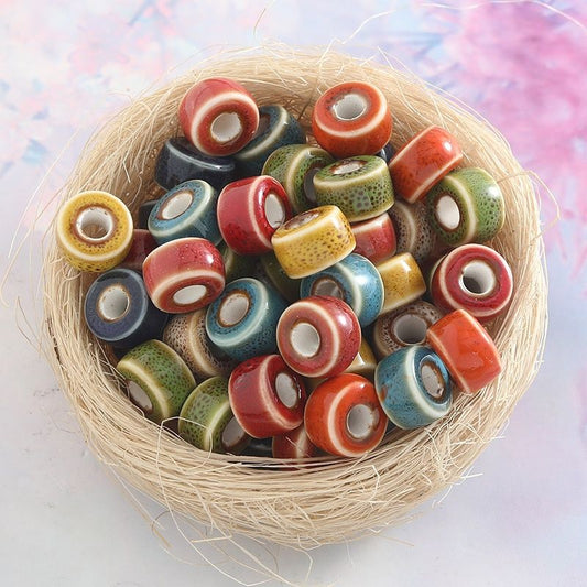 Color Fixed Spacer Ceramic Beads Bracelet Bracelet Accessories Large Hole Abacus Ceramic Beads