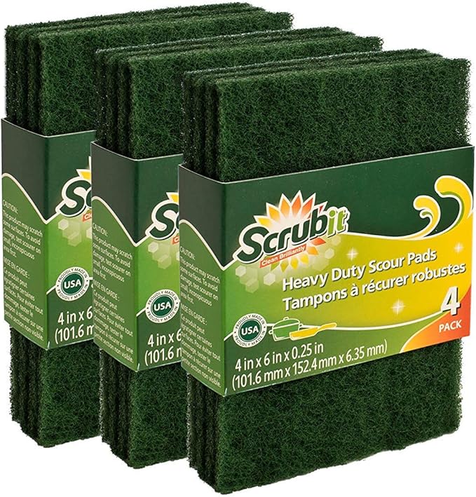 Scouring Pads - Heavy Duty Household Cleaning Scrubber with Non-Scratch Anti-Grease Technology - Reusable Scrubbing Pads -...