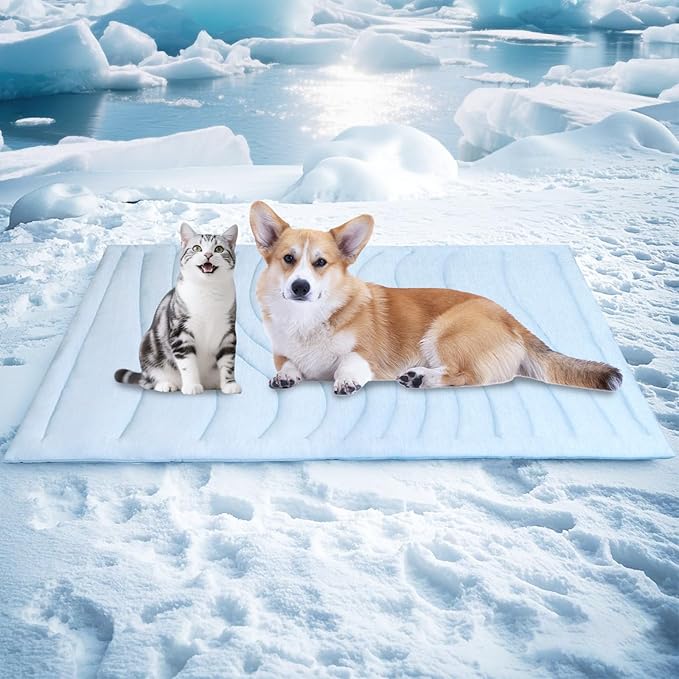 BECEMURU Dog Cooling Mat, Q-MAX＞0.45 Thickened Breathable Cold Pad for Summer Active Dog, 36"x23" Portable Washable Kennel...