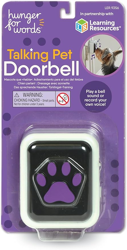 Hunger for Words Talking Pet Doorbell - 1 Piece Doorbell for Dogs, Doggie Doorbell, Perfect for Dog Potty Training, Talkin...