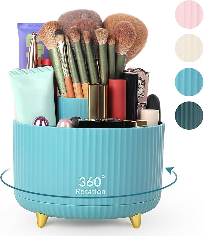 SKYDUE Makeup Organizer, Rotating Pencil Pen Holder for Desk, Dual-Purpose Desktop Organizer for Cosmetics & Pens, Makeup ...