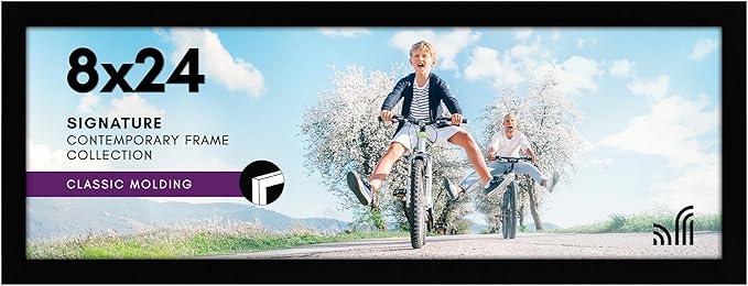 Americanflat 8x24 Picture Frame with Shatter-Resistant Glass - Signature Collection - Gallery-Style Frames Made of Enginee...