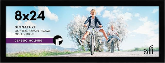 Americanflat 8x24 Picture Frame with Shatter-Resistant Glass - Signature Collection - Gallery-Style Frames Made of Enginee...
