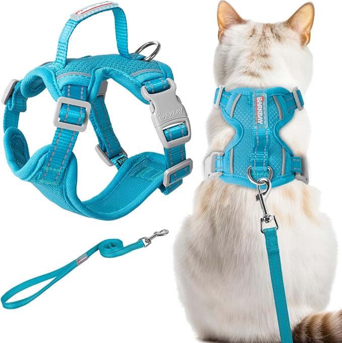 Cat Harness and Leash Set Escape Proof for Kitten Walking, Soft Adjustable Top Handle Vest Harnesses for Cats, Easy Contro...