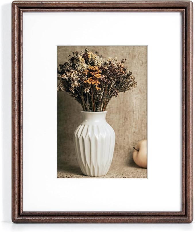 RICHFOCUS 8x10 Picture Frame, Natural USA-Sourced Solid Walnut Wood Picture Frame with Tempered Glass, Handcrafted Rounded...