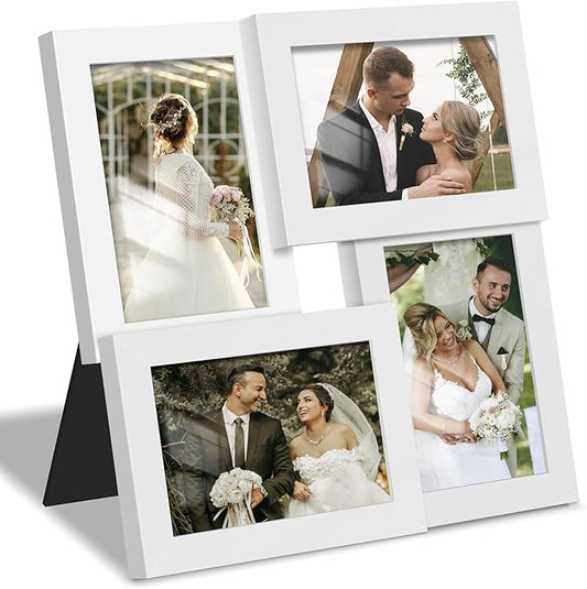 DUENPY 4x6 Collage Picture Frame Tempered Glass Front, Displays Four 4x6 Photo, Family Photo Collage Frame, Wall Decor Wal...