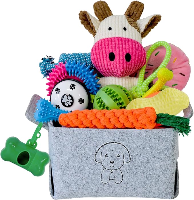 MRSOHRET 20Pcs Puppy Chew Toys for Teething, Dog Chew Toys with Rope Toy, Pet Dog Toothbrush, Treat Balls, Plush Toys and ...