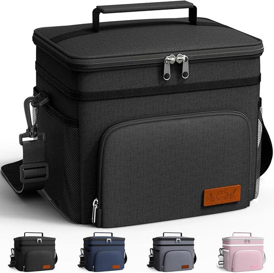 HOTOR Insulated Lunch Box for Men & Women - Leak-Proof Cooler Lunch Bag with 4 Pockets, Adjustable Strap, Ideal for Work, ...