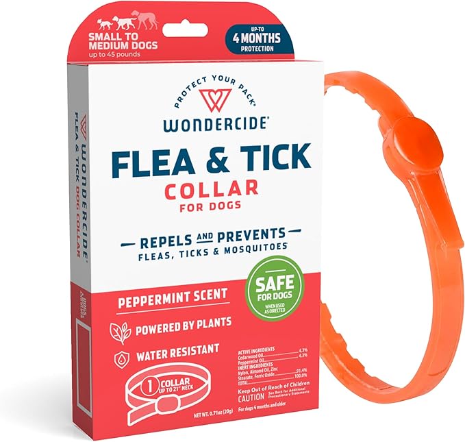 Wondercide Dog Collar - Flea, Tick, and Mosquito Repellent for Dogs - with Natural Essential Oils - Up to 4 Months Protect...
