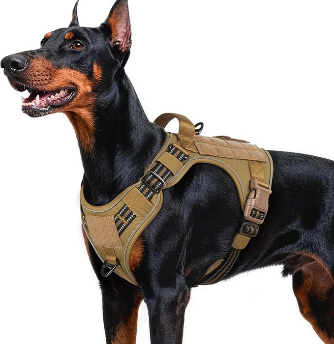 rabbitgoo Dog Harness for Large Dogs No Pull, Tactical Service Pet Vest with Molle and Control Handle, Adjustable and Refl...