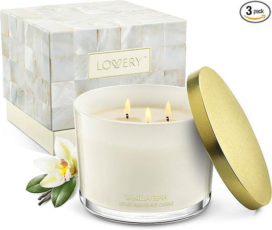 Birthday Gift for Her, 3 Wick Vanilla Candles, Gifts for Mom, Large Scented Candle, Soy Candles Gifts for Women, Stress Re...