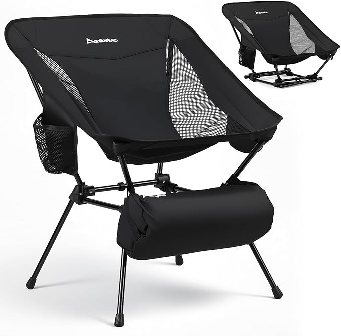 Anbte Extra Height & Width Portable Camping Chair, 400LBS Capacity Compact Folding Chair with Square Frame Quick Setup Sto...