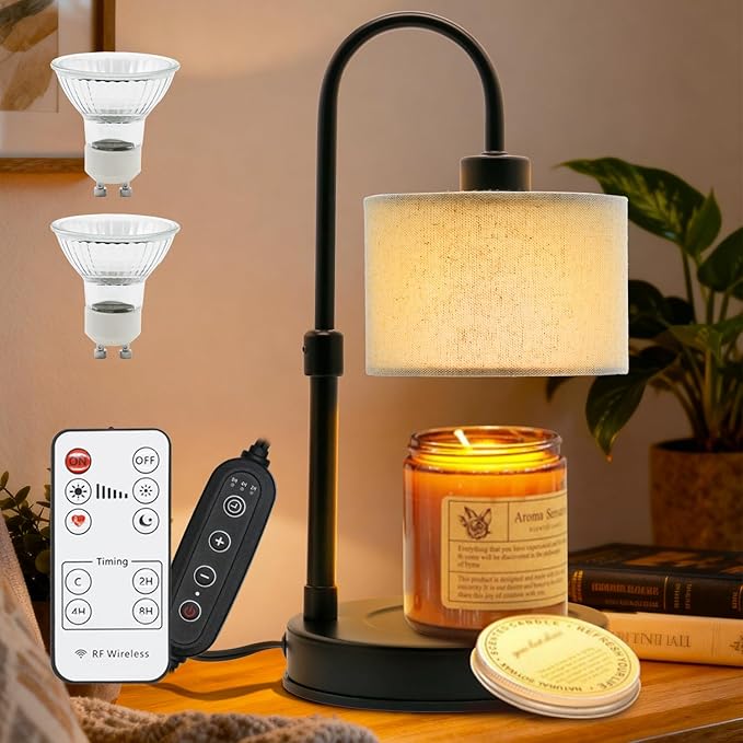 Cosy Life Candle Warmer Lamp with Remote Control & Timer, Dimmable Electric Wax Melt Lamp for Home Fragrance, Includes 2 B...