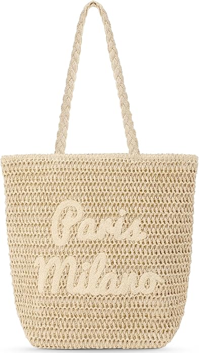 Beach Bags for Women - Large Straw Bag Woven Beach Tote, Summer Handmade Shoulder Handbag