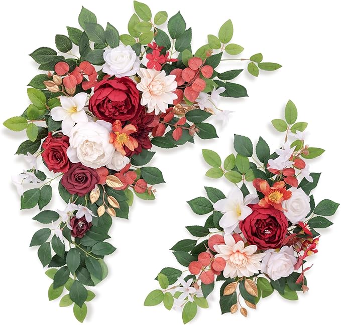 Odouzy Pack of 2 Wedding Arch, Artificial Flowers, Wedding Decor，Flower Garland Be Suited to Banquet, Party, Reception Ent...