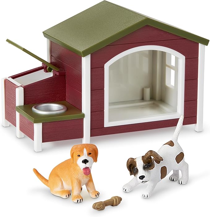Terra by Battat – 5 Pieces Dog House Playset with Toy Dog Figurines – Durable & Realistic Animal Figures for Toddlers – Ed...