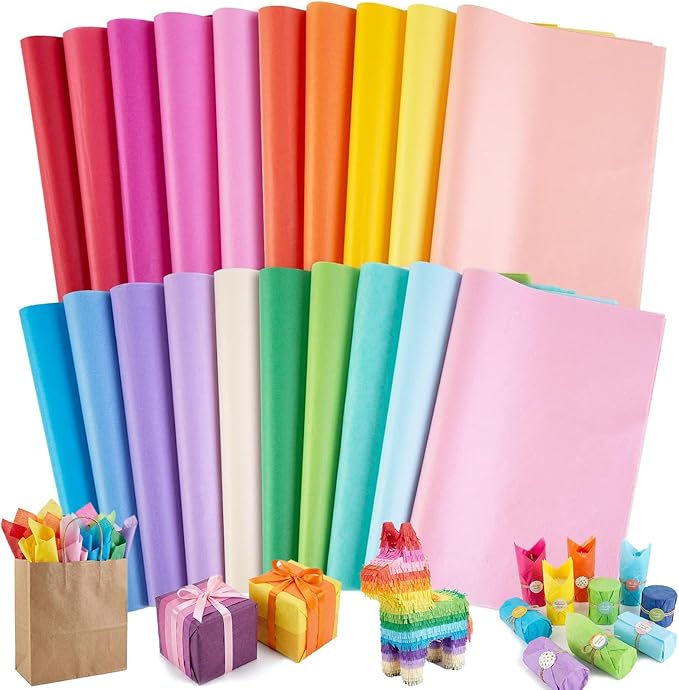 Koogel 330 Sheets Tissue Paper, 14x10 Inch Multicolor Wrapping Tissue Paper for Gift Bags Holiday Birthday DIY Crafts Proj...