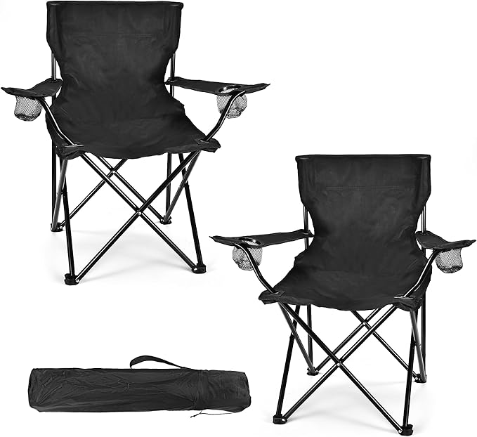 WEIDIORME 2 Pack Lightweight Camping Chairs for Adults & Teens, 250LBS Capacity Foldable Portable Chairs with Carry Bag, C...