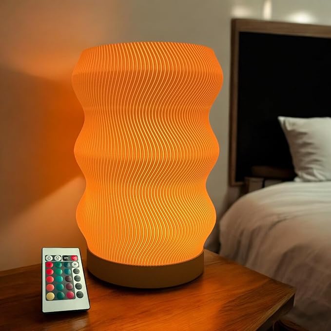 Delta Loom Wave Table Lamp - Modern Bedside Light for Bedroom, Desk, Nightstand, or Office - Mood Lighting Lamp - Eco-Frie...