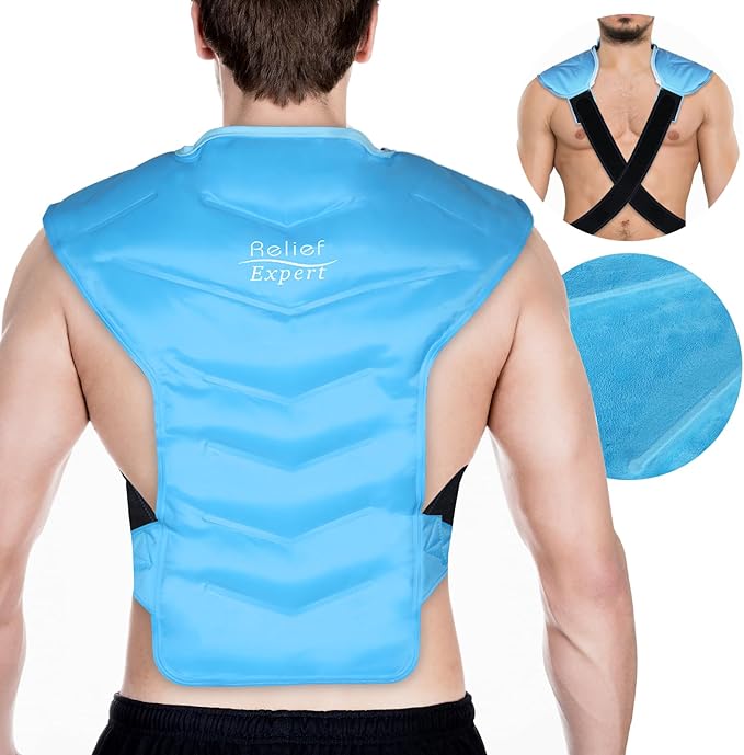 Relief Expert Large Back and Shoulder Ice Pack Wrap – Reusable Gel Cold Pack with Dual-Sided Fabric and Adjustable Straps,...
