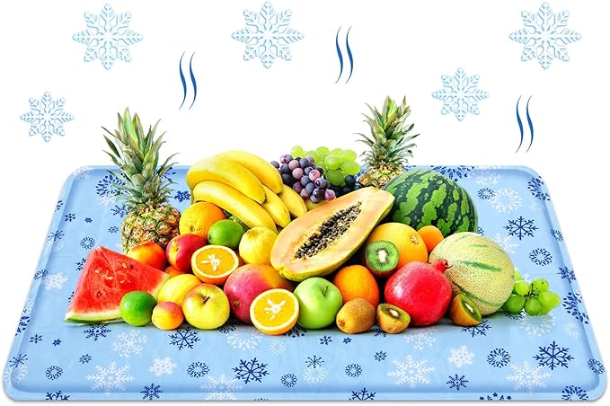 Reallnaive 24 x 35 Inches Extra Large Reusable Freezable Ice Mat for Buffet 1 Pc Chilled Serving Tray Cooling Charcuterie ...